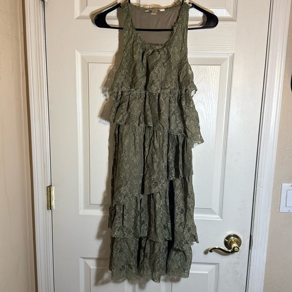 Banana Republic Heritage Green Tiered Lace Dress,‎ Size 10 - Picture 1 of 8